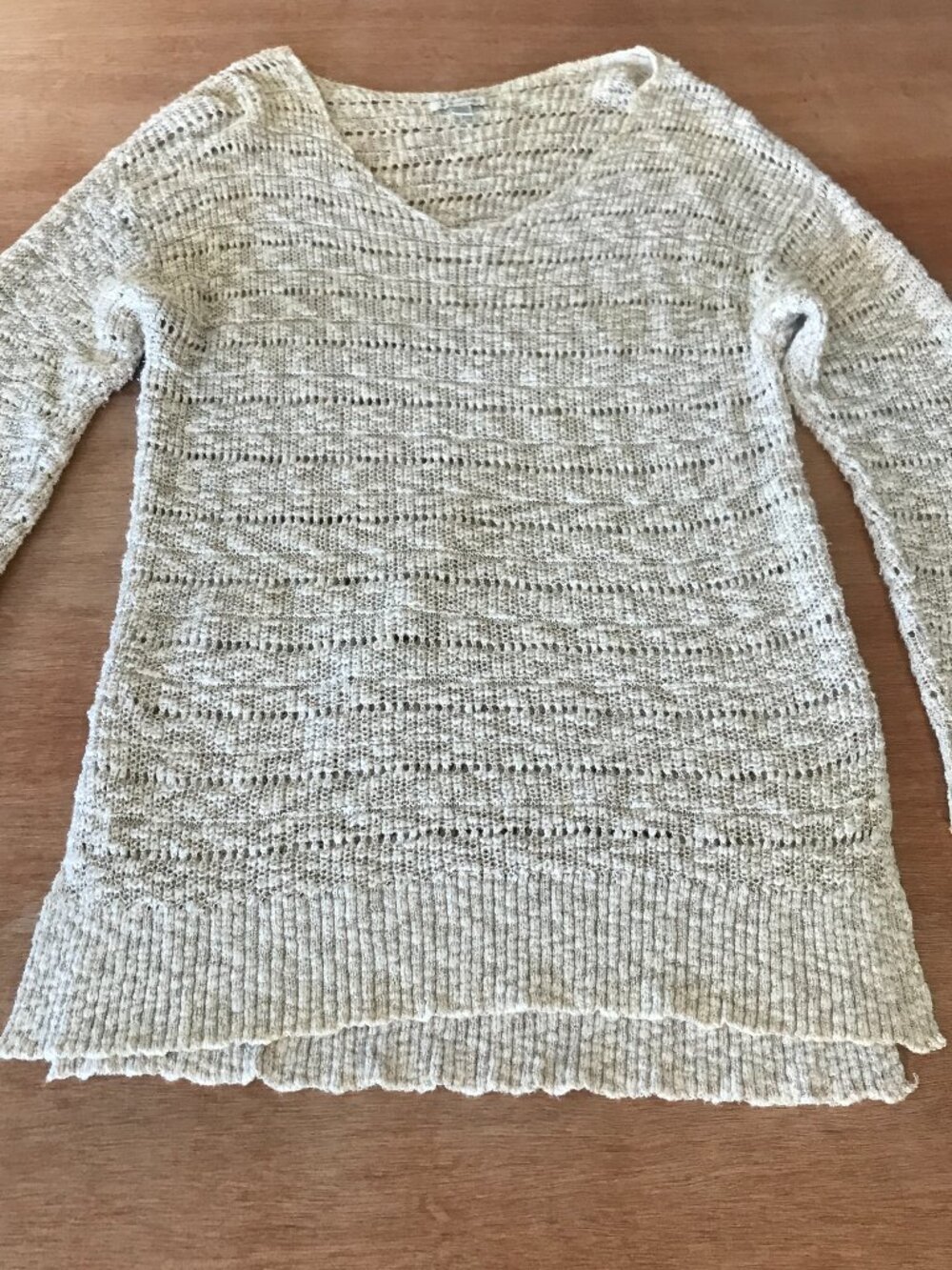 American Eagle Marled Pullover Sweater Women XS Beige Open Knit Long Sleeve